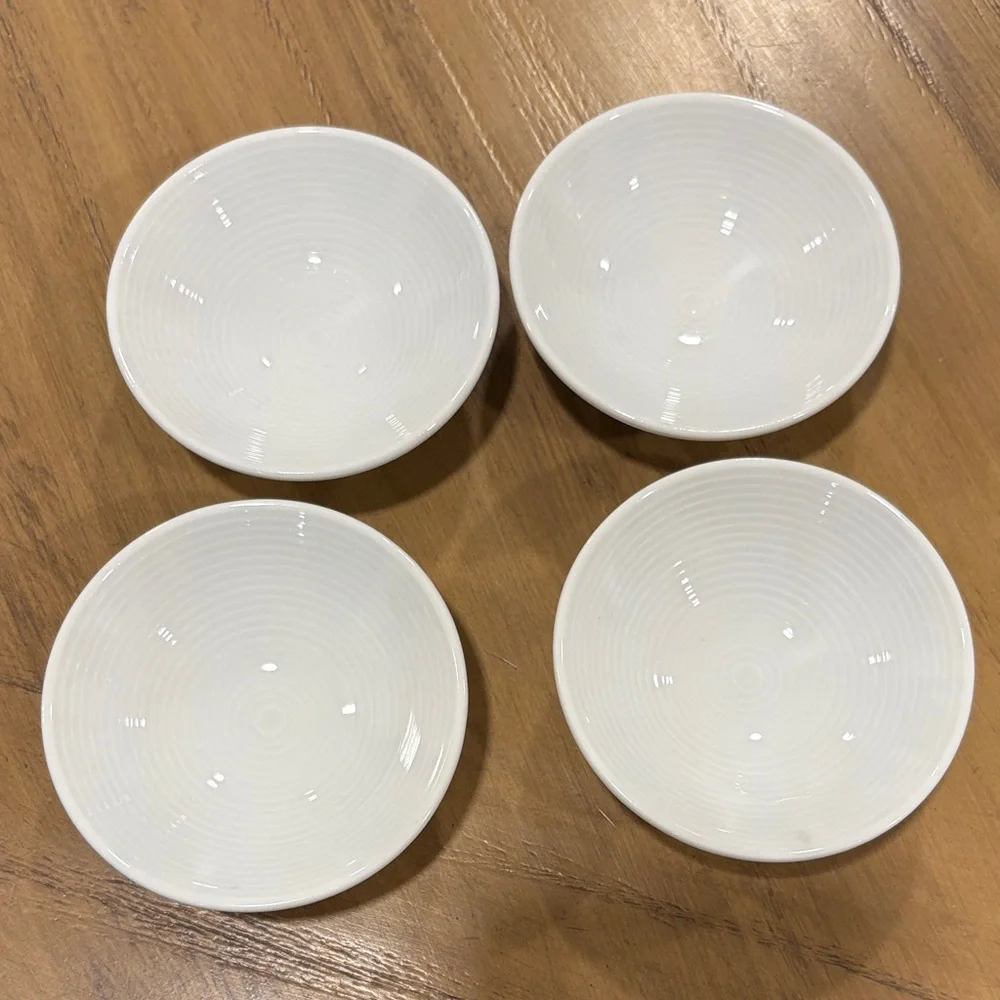 Crate&Barrel White Ribbed dipping Bowl set of 4